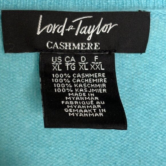 Lord & Taylor 100% Cashmere Long Sleeved V-Neck Sweater - Robin's Egg Blue - XL - Picture 8 of 9